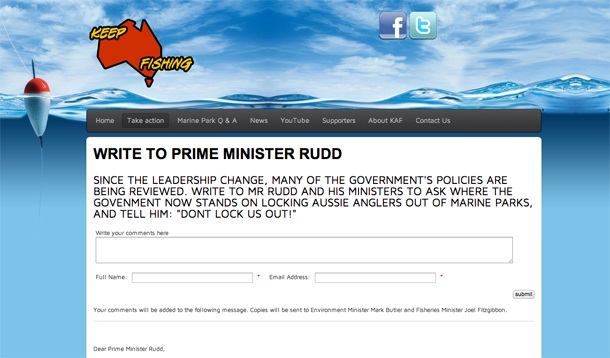 KAF calls on anglers to write to Rudd